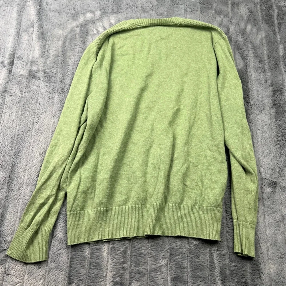 Banana Republic Mens V-Neck Cotton Sweater Sage Green Size M 12056